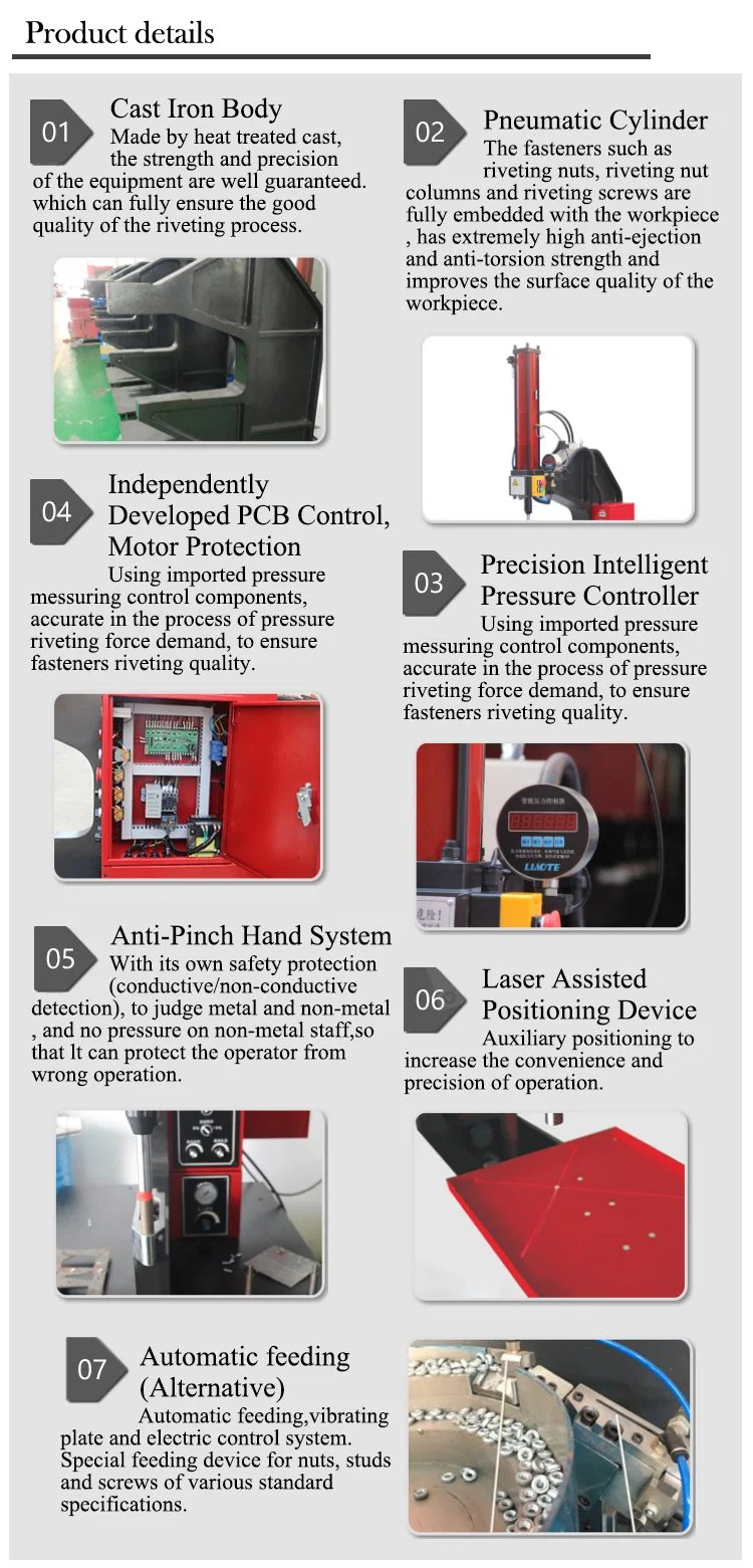 Automatic Pem Insert Riveting Press Machine for M3, M4, M6 Nuts or Standoff